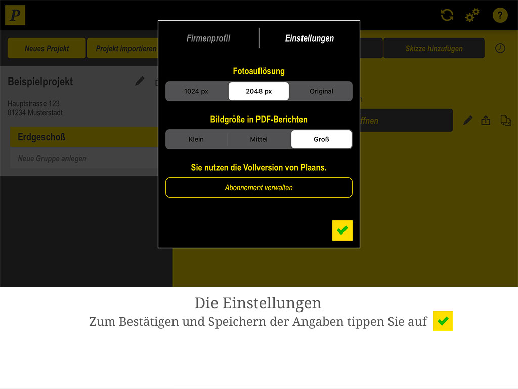 Die Einstellungen sind gespeichert.