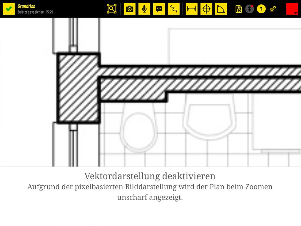 Wegen der pixelbasierten Darstellung wird der Plan beim Zoomen unscharf angezeigt.