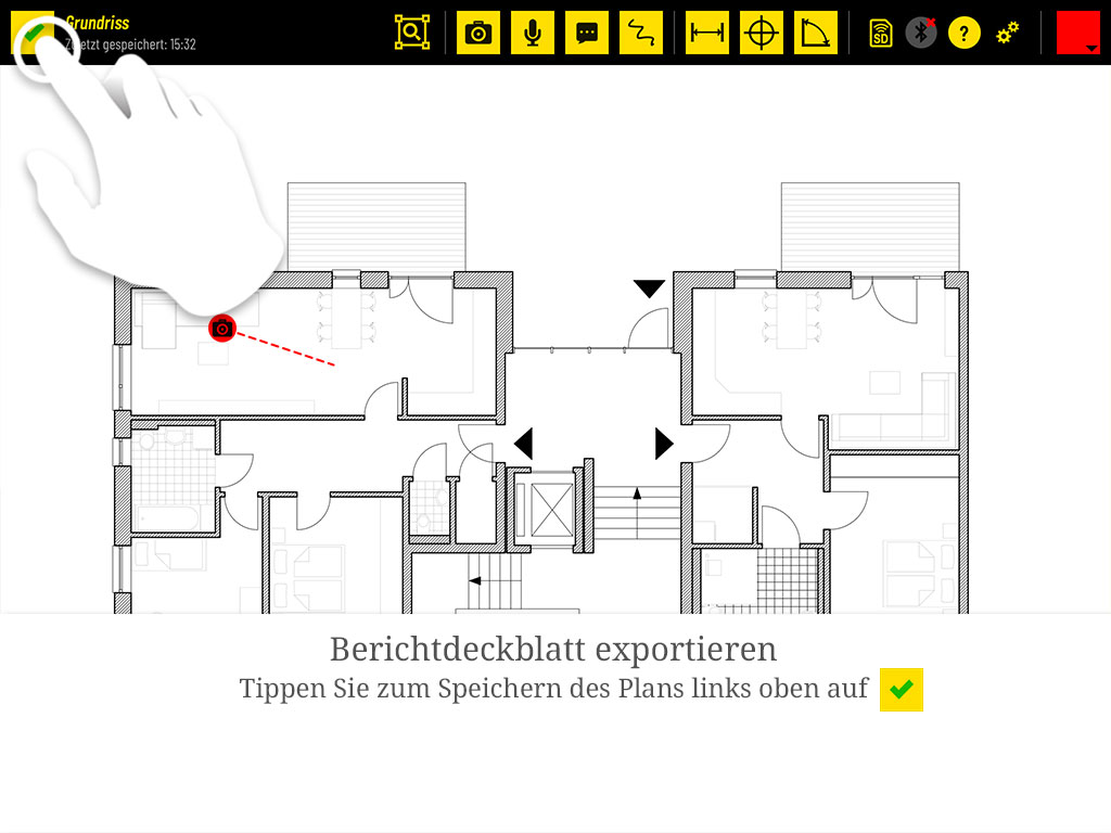 Speichern Sie den Plan über den grünen Haken oben links im Editor.