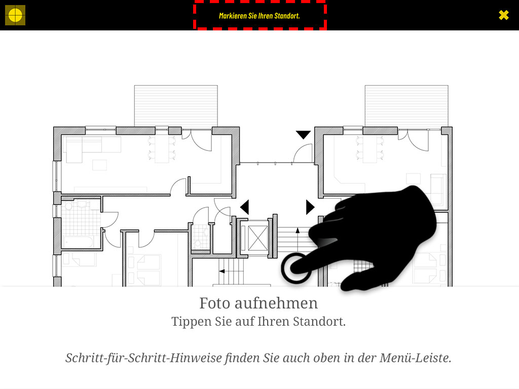 Tippen Sie auf Ihren Standort. Schritt-für-Schritt-Hinweise finden Sie auch oben in der Menüleiste.