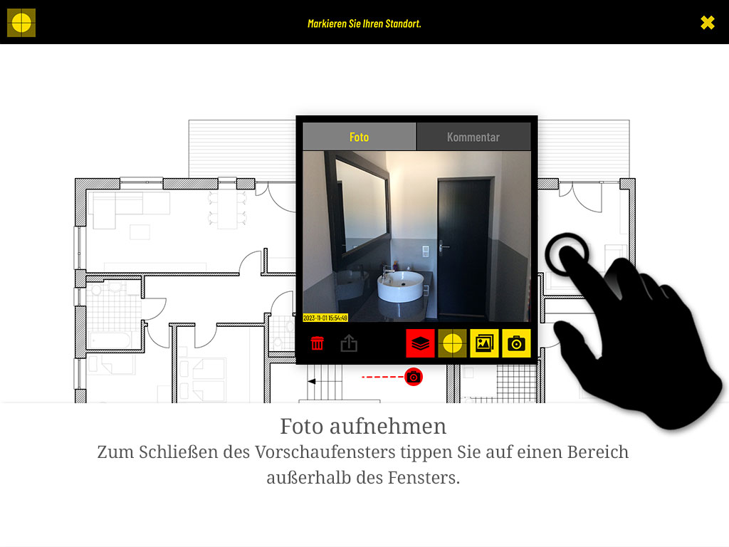 Zum Schließen des Vorschaufensters tippen Sie auf einen Bereich außerhalb des Fensters.