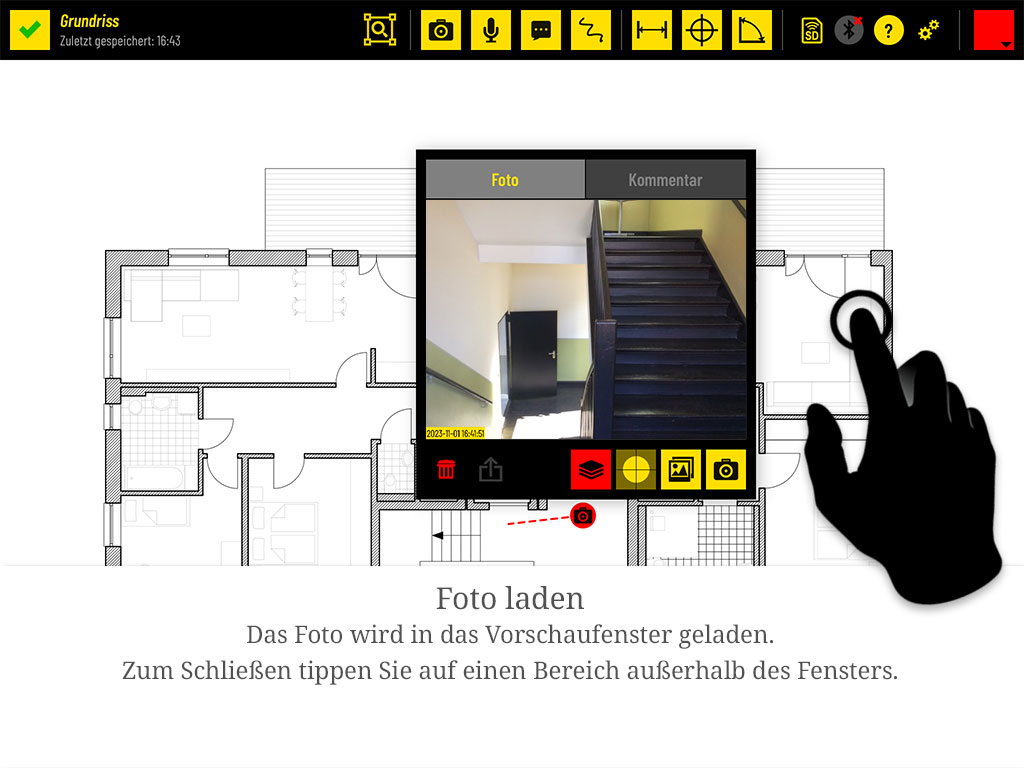 Das Foto wird in das Vorschaufenster geladen. Zum Schließen tippen Sie außerhalb des Fensters.