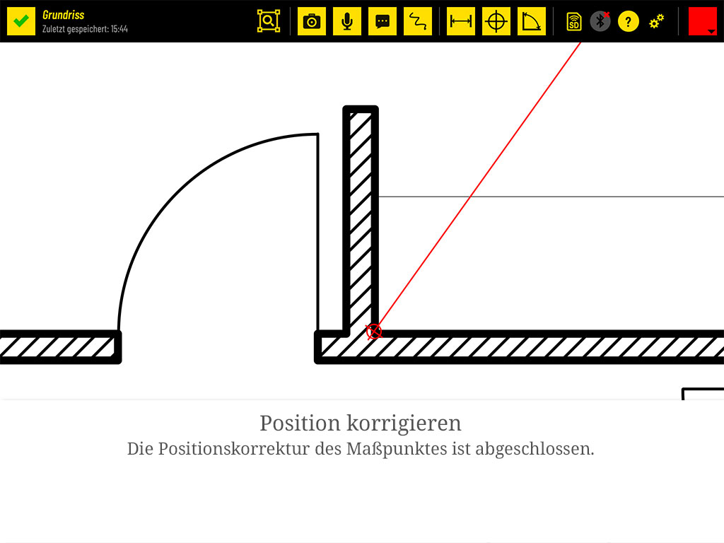 Die Positionskorrektur des Maßpunktes ist abgeschlossen.