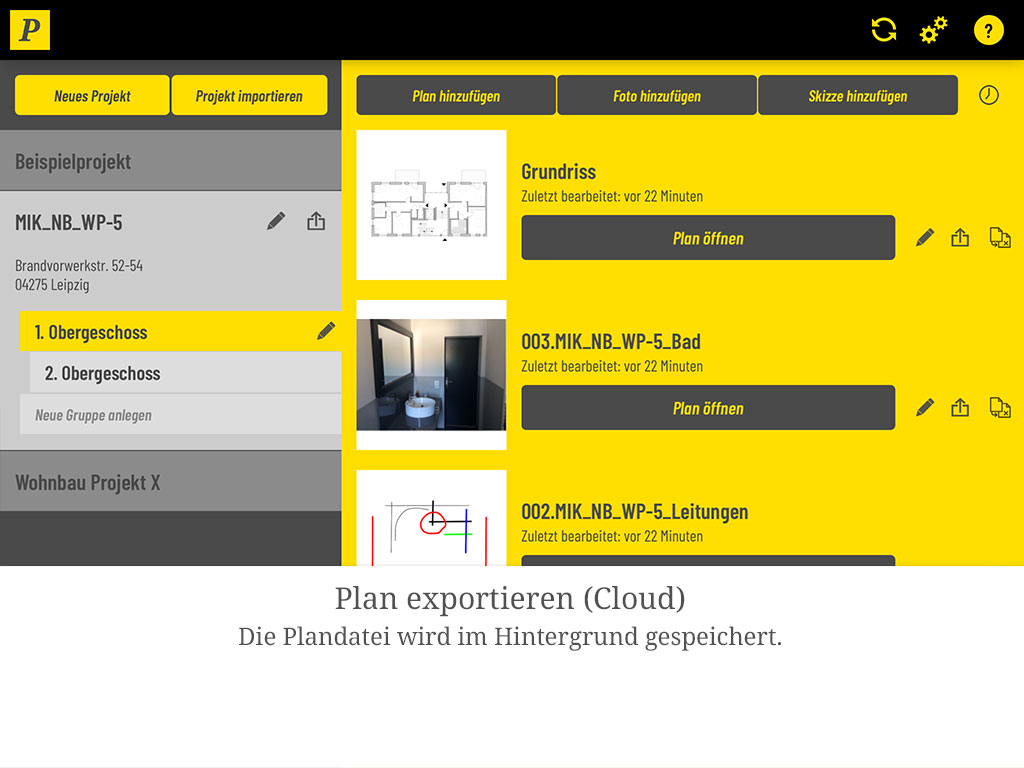 Die Plandatei wird im Hintergrund als ZIP gespeichert.