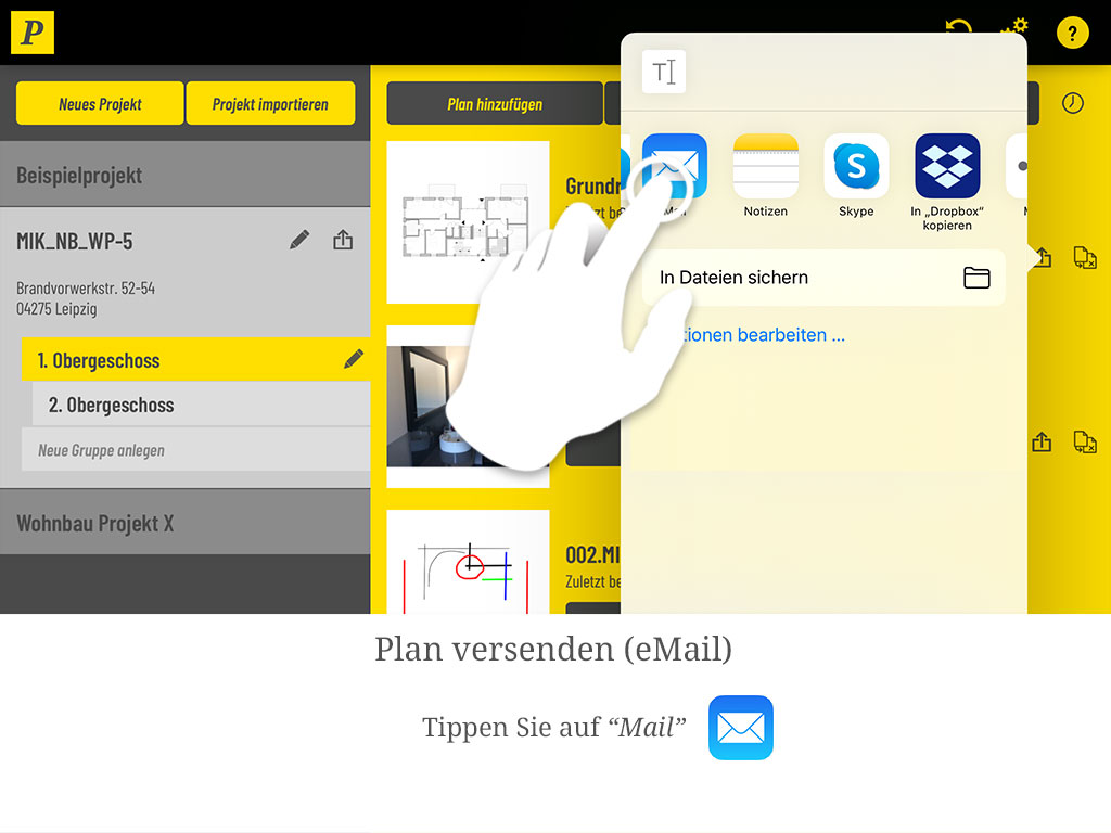 Tippen Sie auf „Mail".